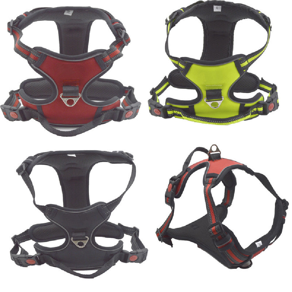 HKM-526739 Adjustable Pet Traction Rope Chest Strap in Black, Red, Green - Available in M, L, XL, XXL