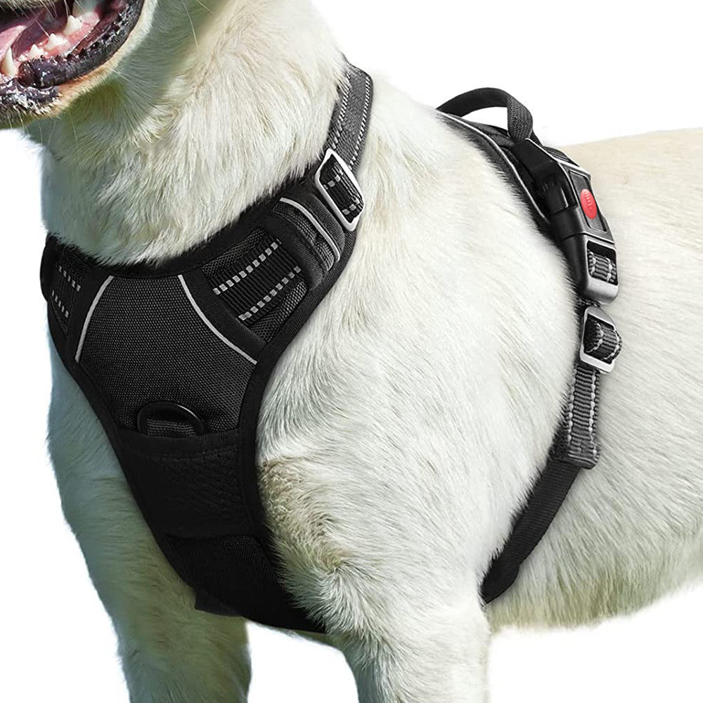 HKM-526739 Adjustable Pet Traction Rope Chest Strap in Black, Red, Green - Available in M, L, XL, XXL