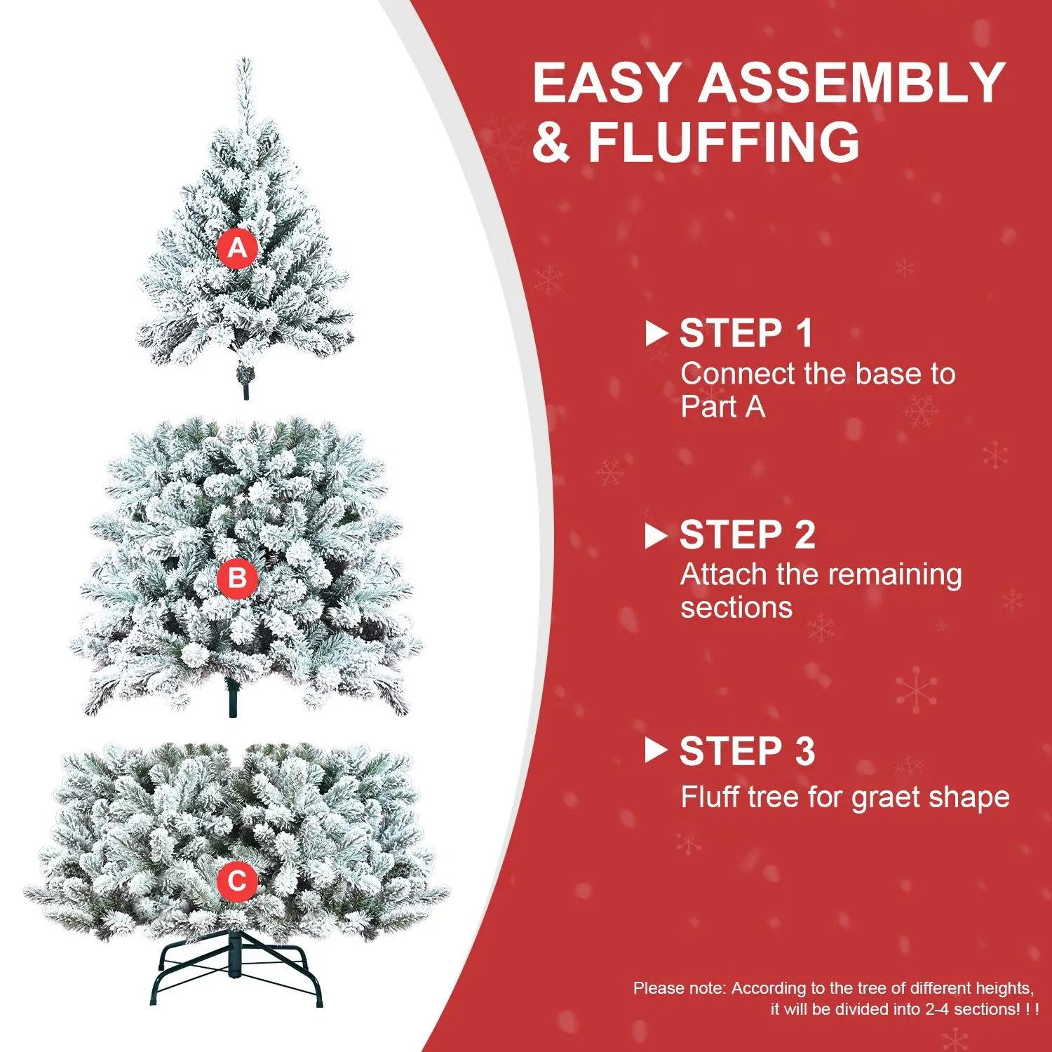 KTX-526995 Eco-Friendly PVC Flocked Artificial Christmas Tree 9ft (180cm) Fireproof Hinged Design for Festive Decorations