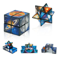 HKM-527123 2 in 1 Magic Star Cube Fidget Toy for Stress Relief - Solar System Design, ABS Plastic, Ages 2 and Up