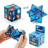 HKM-527123 2 in 1 Magic Star Cube Fidget Toy for Stress Relief - Solar System Design, ABS Plastic, Ages 2 and Up