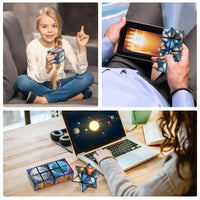HKM-527123 2 in 1 Magic Star Cube Fidget Toy for Stress Relief - Solar System Design, ABS Plastic, Ages 2 and Up