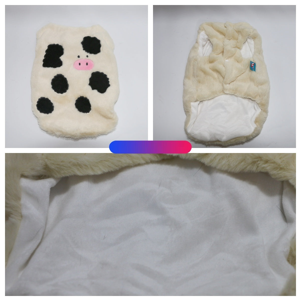 HKM-527123 Fleece-Lined Cute Cow Vest for Pets - Warm Autumn Winter Clothing