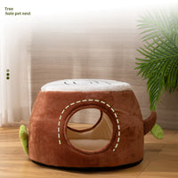 HKM-527187 Transformable Double-Layer Cat Nest with Four-Season Design and Tree Stump Aesthetic