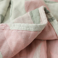 HKM-527379 Cotton Four-Layer Gauze Towel Blanket with Floral and Plant Design, Available in Multiple Sizes