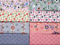 HKM-527379 Floral Cotton Fabric Cover for Baby Bedding and Curtains - 100% Cotton, Water Printed, 160cm Wide