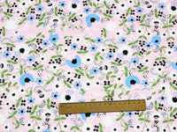 HKM-527379 Floral Cotton Fabric Cover for Baby Bedding and Curtains - 100% Cotton, Water Printed, 160cm Wide