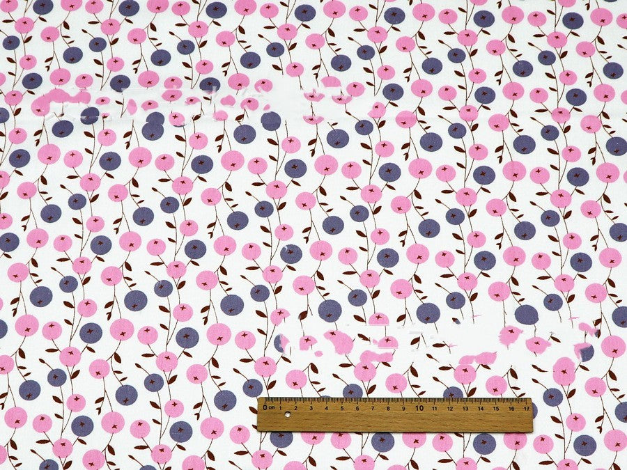 HKM-527379 Floral Cotton Fabric Cover for Baby Bedding and Curtains - 100% Cotton, Water Printed, 160cm Wide