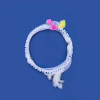HKM-527379 Foldable Cat Tunnel with Steel Wire, Elastic Mesh, and Feather - Available in Blue and Yellow, 65cm Long