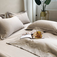 HKM-527379 Pure Cotton 4-Piece Embroidered Quilt Cover Set in Solid Colors, Modern Design for 1.8m Bed