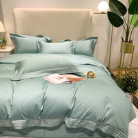 HKM-527379 Pure Cotton 4-Piece Embroidered Quilt Cover Set in Solid Colors, Modern Design for 1.8m Bed