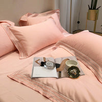 HKM-527379 Pure Cotton 4-Piece Embroidered Quilt Cover Set in Solid Colors, Modern Design for 1.8m Bed