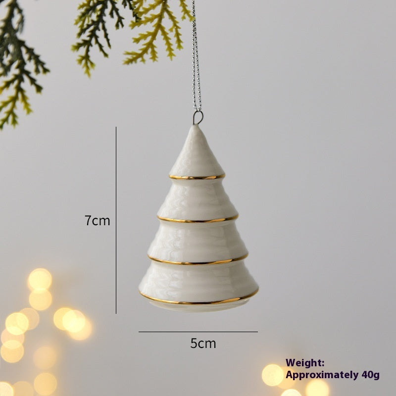 HKM-527507 Ceramic Mini House Christmas Tree Pendant Collection - Various Designs and Weights
