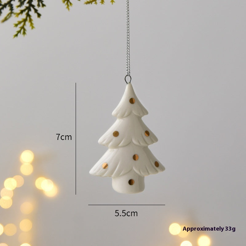 HKM-527507 Ceramic Mini House Christmas Tree Pendant Collection - Various Designs and Weights
