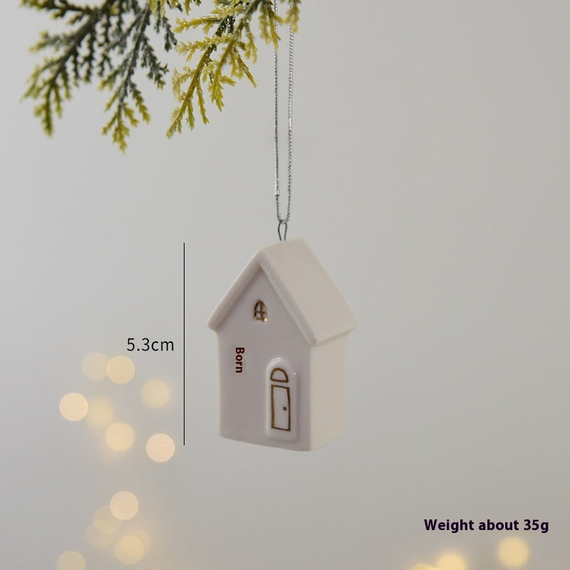 HKM-527507 Ceramic Mini House Christmas Tree Pendant Collection - Various Designs and Weights