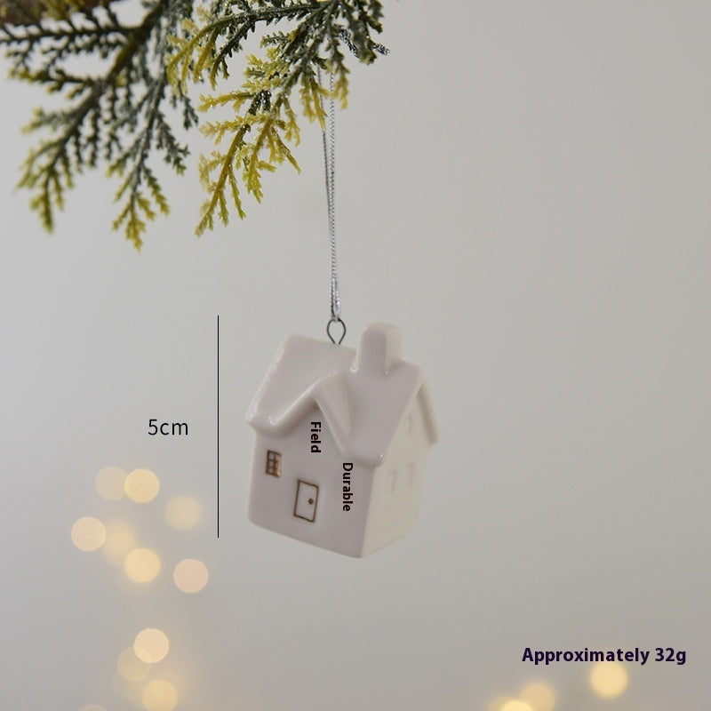 HKM-527507 Ceramic Mini House Christmas Tree Pendant Collection - Various Designs and Weights