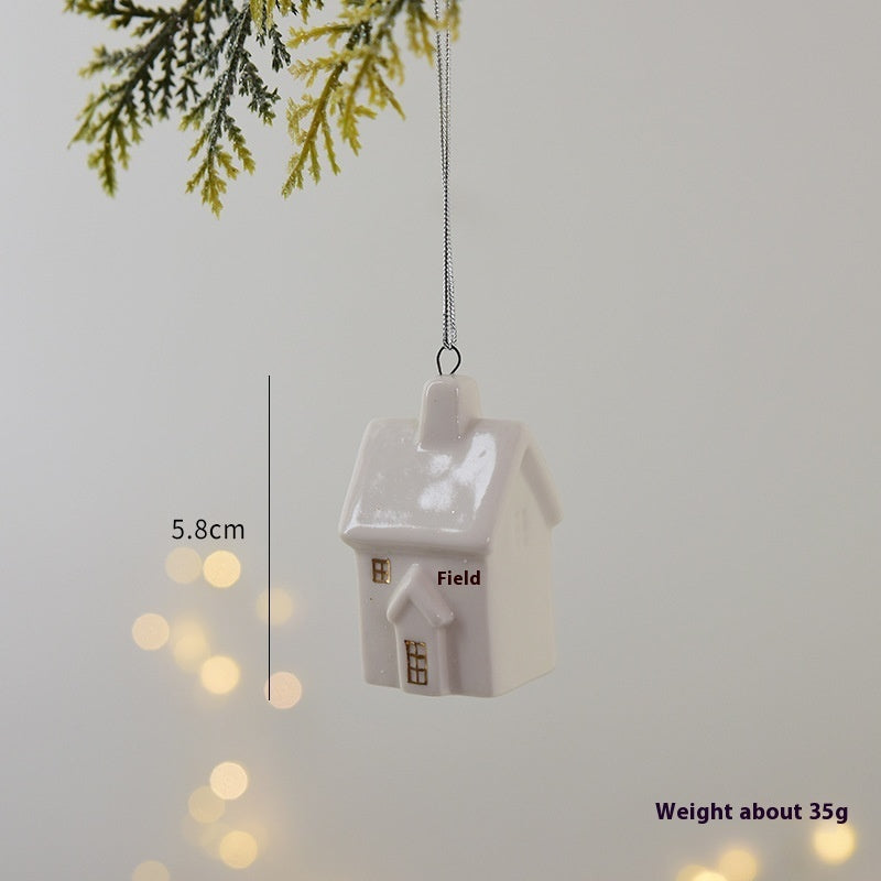 HKM-527507 Ceramic Mini House Christmas Tree Pendant Collection - Various Designs and Weights