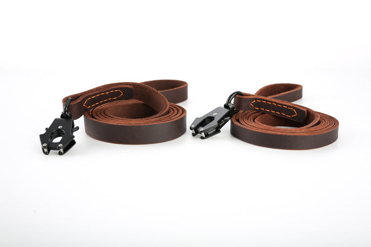 HKM-527507 Cowhide Leather Fast Release Buckle Dog Lead 1.5" or 2.0" Wide