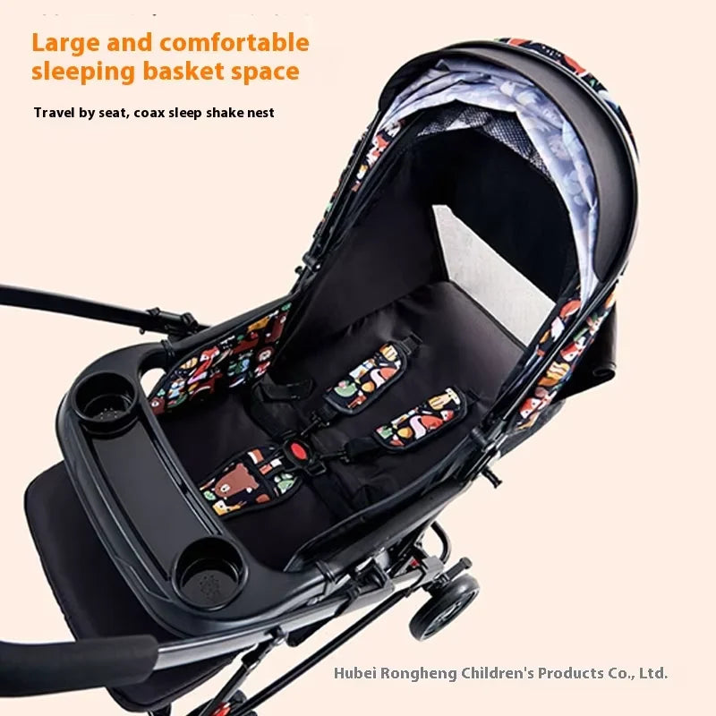 KTX-527571 Lightweight Classic Style Rocking Wheel Stroller Pram for Infants and Toddlers