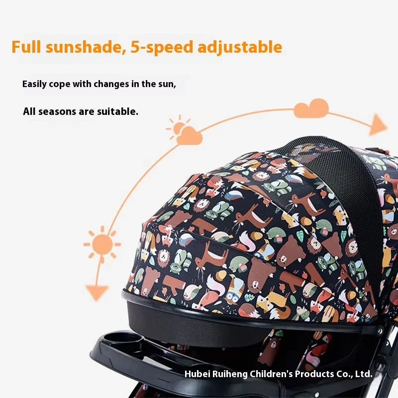 KTX-527571 Lightweight Classic Style Rocking Wheel Stroller Pram for Infants and Toddlers