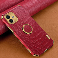 HKM-527635 6D Leather Pattern Phone Case for iPhone Models - Solid Color & Geometric Design