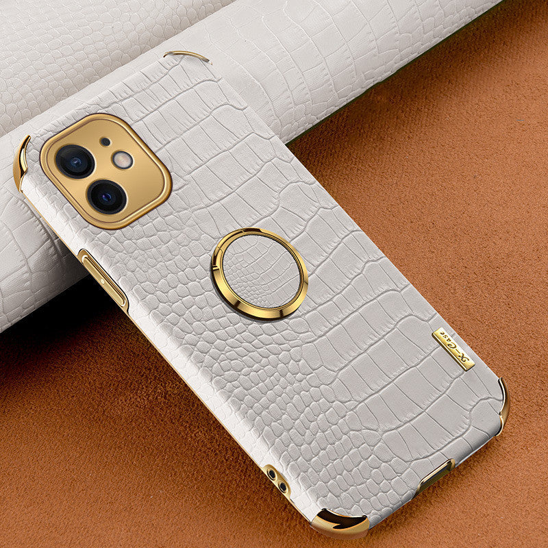HKM-527635 6D Leather Pattern Phone Case for iPhone Models - Solid Color & Geometric Design