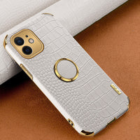 HKM-527635 6D Leather Pattern Phone Case for iPhone Models - Solid Color & Geometric Design