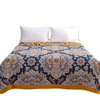 HKM-527699 Cotton Floral Multi-Layer Gauze Blanket Set - 150x200cm & 200x230cm Options