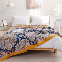 HKM-527699 Cotton Floral Multi-Layer Gauze Blanket Set - 150x200cm & 200x230cm Options