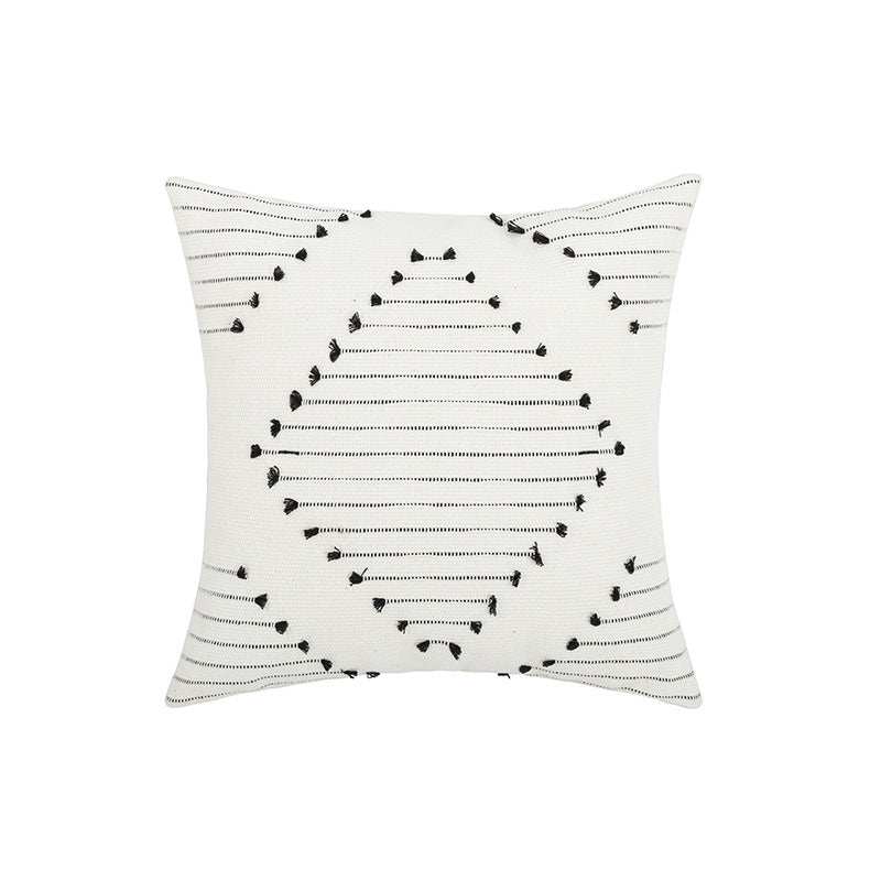 HKM-527763 Scandinavian Style Tufted Pillowcase with Geometric Patterns - Multiple Color Options Available, 45x45cm & 30x50cm
