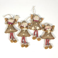 HKM-527827 Smiling Angel Doll Pendant - Fabric and Wood Christmas Ornament