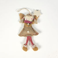 HKM-527827 Smiling Angel Doll Pendant - Fabric and Wood Christmas Ornament