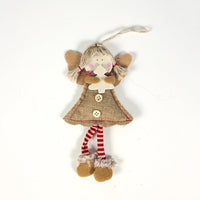 HKM-527827 Smiling Angel Doll Pendant - Fabric and Wood Christmas Ornament