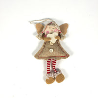 HKM-527827 Smiling Angel Doll Pendant - Fabric and Wood Christmas Ornament