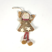HKM-527827 Smiling Angel Doll Pendant - Fabric and Wood Christmas Ornament