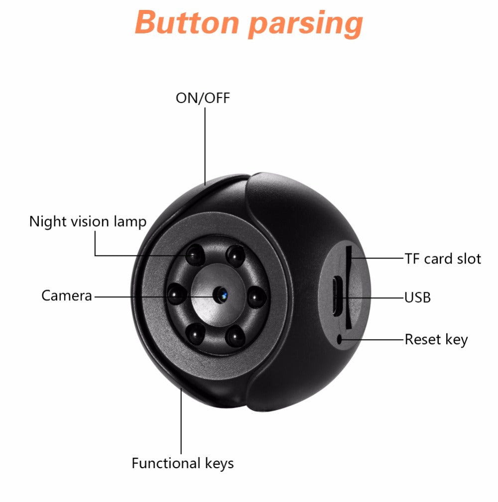 HKM-527891 1080P HD Portable Camera with 140-Degree Wide Angle and Night Vision