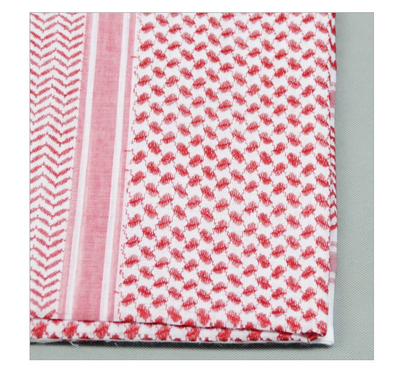 HKM-527955 Men's Qatar Headscarf and Headband Set in Red, White, and Black – Polyester, Letter Pattern for Sun Protection and Outdoor Use