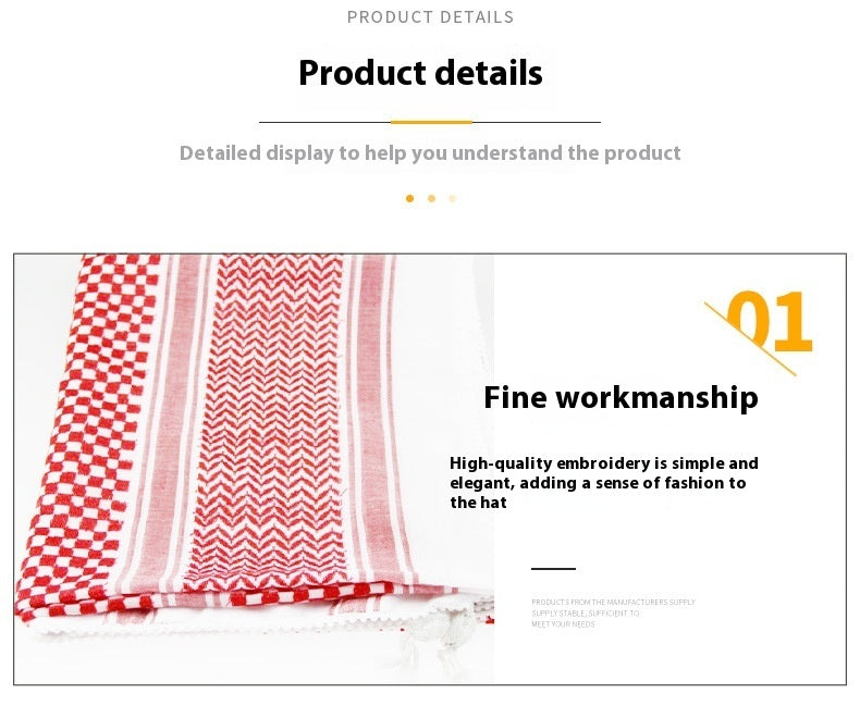 HKM-527955 Men's Qatar Headscarf and Headband Set in Red, White, and Black – Polyester, Letter Pattern for Sun Protection and Outdoor Use