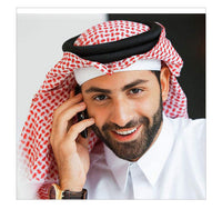 HKM-527955 Men's Qatar Headscarf and Headband Set in Red, White, and Black – Polyester, Letter Pattern for Sun Protection and Outdoor Use