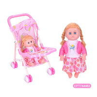 HKM-528339 14 Inch Reborn Baby Doll with Stroller for Girls Ages 2 to 7, ABS Plastic, Realistic Fashion Toy