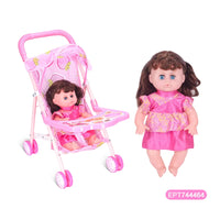 HKM-528339 14 Inch Reborn Baby Doll with Stroller for Girls Ages 2 to 7, ABS Plastic, Realistic Fashion Toy