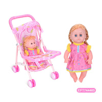 HKM-528339 14 Inch Reborn Baby Doll with Stroller for Girls Ages 2 to 7, ABS Plastic, Realistic Fashion Toy