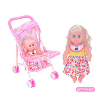 HKM-528339 14 Inch Reborn Baby Doll with Stroller for Girls Ages 2 to 7, ABS Plastic, Realistic Fashion Toy