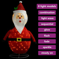 HKM-528339 LED Santa Claus Christmas Decoration - 120 cm with 8 Lighting Effects and Steel Base