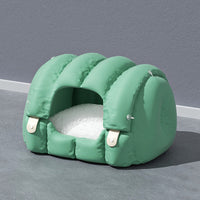 HKM-528339 Universal Non-Stick Cotton Cat Litter in Green and Beige, Semi-Enclosed Design