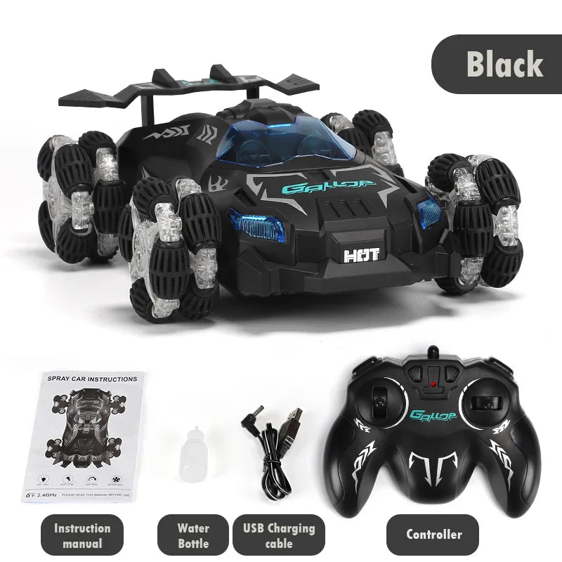 HKM-528531 Remote Control Drift Racing Car with Spray Fog, 2.4G RC Stunt Vehicle for Kids, Rechargeable Electric Toy