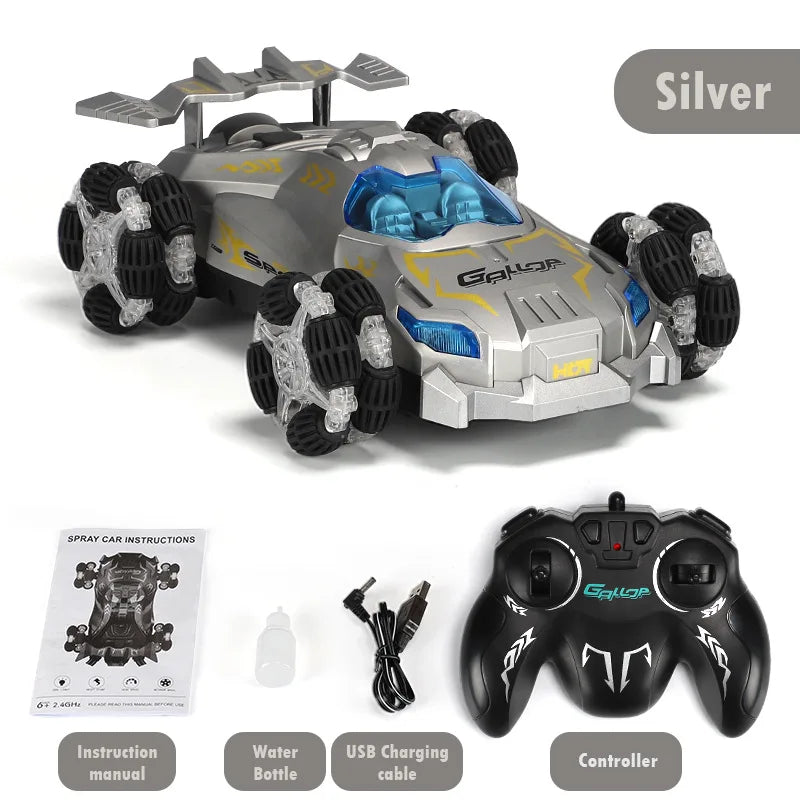 HKM-528531 Remote Control Drift Racing Car with Spray Fog, 2.4G RC Stunt Vehicle for Kids, Rechargeable Electric Toy