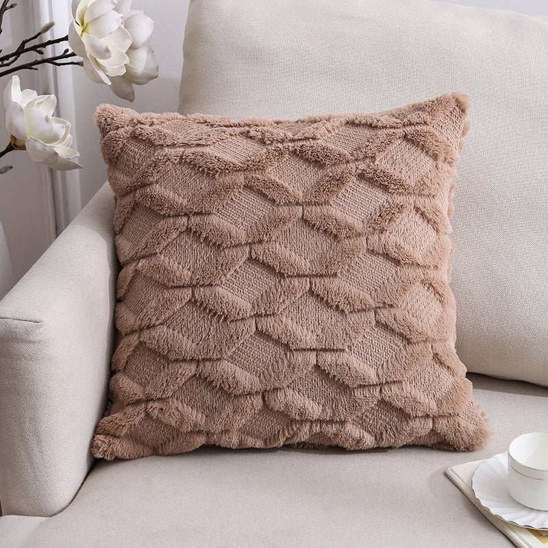 HKM-528659 Nordic Double-Sided Plush Cushion Cover, 45x45cm - Solid Colors and Patterns