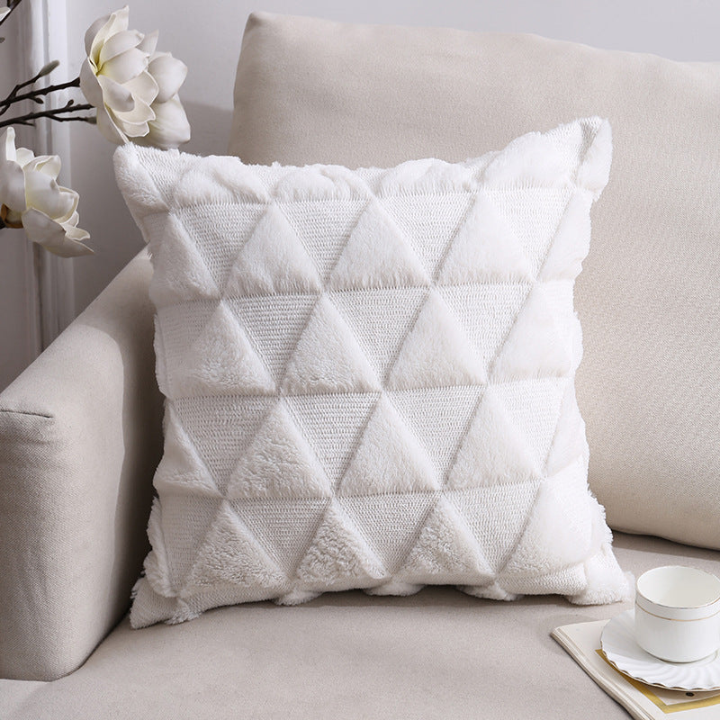 HKM-528659 Nordic Double-Sided Plush Cushion Cover, 45x45cm - Solid Colors and Patterns
