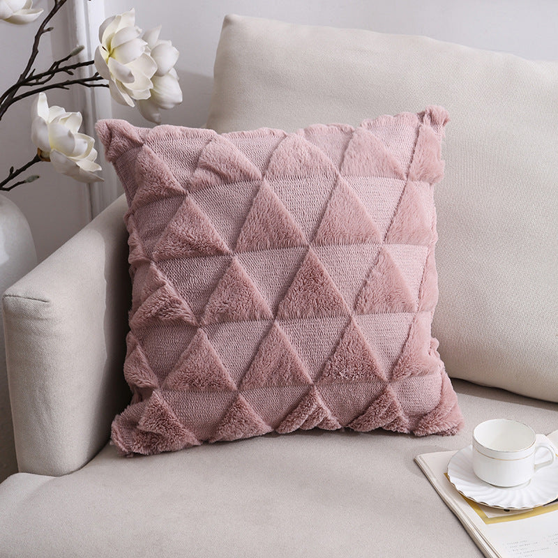 HKM-528659 Nordic Double-Sided Plush Cushion Cover, 45x45cm - Solid Colors and Patterns